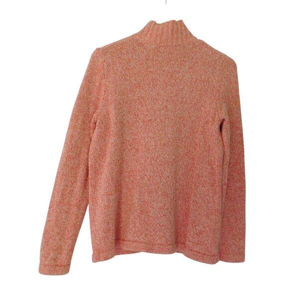 LL‎ Bean Cardigan Medium Petite Orange Knit Heavy Cotton Full Zip Sweater - Picture 5 of 6